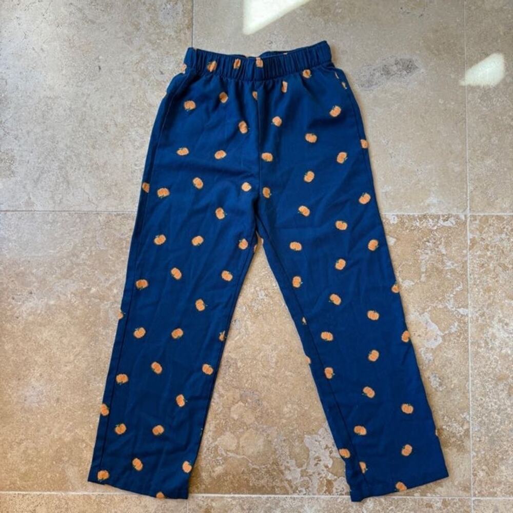 Crewcuts Kids Pajama Pants Size 6-7 Navy Pumpkin Fall Fun Sleepwear